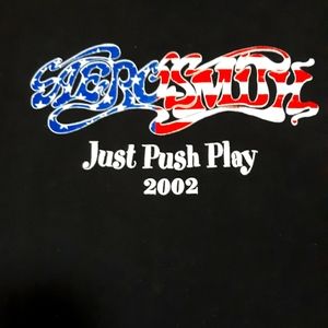 RARE! AEROSMITH JUST PUSH PLAY 2002 CONCERT T SHIRT BLACK XL